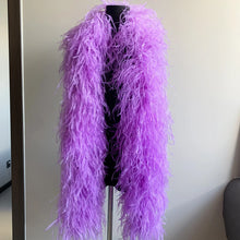 Load image into Gallery viewer, Elegant lavender purple ostrich feather boa, luxurious scarf for wedding party decor.