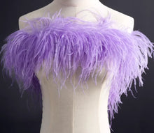 Load image into Gallery viewer, Lavender purple ostrich feather wrap, elegant shoulder cape for prom, weddings and pastel-themed parties