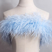 Load image into Gallery viewer, Light blue ostrich feather boa, soft feather scarf for baby showers, spring events and pastel-themed parties