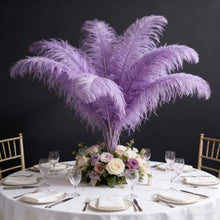 Load image into Gallery viewer, Light purple ostrich feather centerpiece, soft table decor for weddings, lavender-themed events and elegant parties