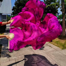 Load image into Gallery viewer, Magenta pink silk veil fan, eye-catching handheld fan for burlesque, performances, parties and statement outfits