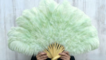 Load image into Gallery viewer, 20x36inch Professional Large Mint Green Ostrich Feather Fan for Burlesque Dance & Gatsby Parties - DanceFeathers