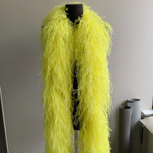 Load image into Gallery viewer, boa-dance-wear Vibrant neon yellow ostrich feather boa, eye-catching trim for dance wear and festival outfits.