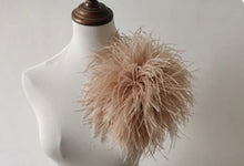 Load image into Gallery viewer, Nude champagne ostrich feather boutonniere, neutral lapel pin for weddings, formal events and bridal parties