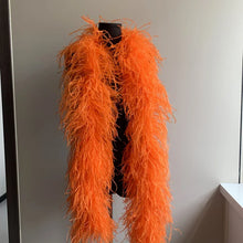 Load image into Gallery viewer, Luxurious orange ostrich feather boa for cabaret performers and vintage themed events.