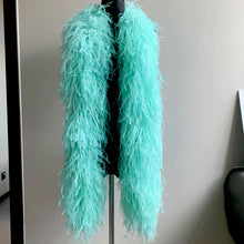 Load image into Gallery viewer, Soft aqual blue ostrich feather boa, elegant party wrap and dance costume accessory.