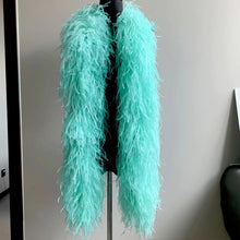 Load image into Gallery viewer, Soft aqual blue ostrich feather boa, elegant party wrap and dance costume accessory.