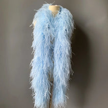 Load image into Gallery viewer, Delicate baby blue ostrich feather boa, soft pastel feather wrap for bridal party and costumes.