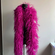 Load image into Gallery viewer, Vibrant fuchsia ostrich feather boa, perfect for cabaret costumes and stage performances.