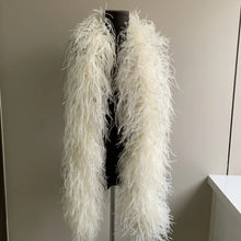 Load image into Gallery viewer, Luxurious ivory ostrich feather boa for burlesque dance and elegant bridal wraps.