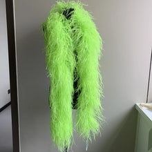 Load image into Gallery viewer, Bright lemon green ostrich feather boa, unique colorful feather wrap for carnival and dance.