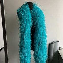 Load image into Gallery viewer, Thick dark teal ostrich feather boa, luxurious shaggy feather trimming for fashion designers.