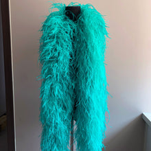 Load image into Gallery viewer, Rich teal blue ostrich feather boa, professional cabaret and burlesque dance costume accessory.