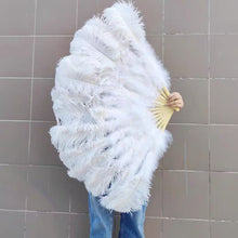 Load image into Gallery viewer, 60X110CM ostrich Feather Fan Burlesque Dance feather fan Bridal Bouquet