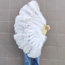 Load image into Gallery viewer, ostrichfeatherfanwhite70cm - Dancefeathers