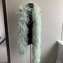 Load image into Gallery viewer, Delicate pale mint green ostrich feather boa, elegant bridal accessory or wedding guest wrap.
