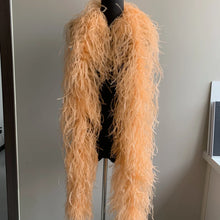 Load image into Gallery viewer, Soft pale orange ostrich feather boa, vintage style feather scarf for 1920s themed parties.