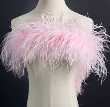 Load image into Gallery viewer, Pastel pink ostrich feather shawl, romantic feather cape for bridal events, photo shoots and parties