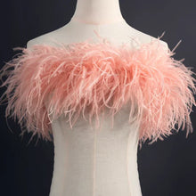 Load image into Gallery viewer, Peach pink ostrich feather boa, warm feather scarf for weddings, parties and romantic events