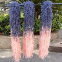 Load image into Gallery viewer, Pink and blue gradient ostrich feather boa, colorful feather scarf for pride events, festivals and themed parties