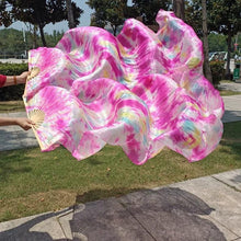 Load image into Gallery viewer, Pink gradient silk veil fan, soft handheld fan for weddings, photoshoots, performances and romantic events