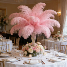 Load image into Gallery viewer, Pink ostrich feather centerpiece, elegant table decor for weddings, bridal showers and romantic events