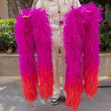 Load image into Gallery viewer, Pink and red gradient ostrich feather boa, vibrant feather scarf for events, festivals and photo shoots