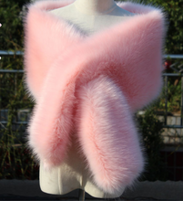 Load image into Gallery viewer, Pink fur stole on a mannequin against a blurred outdoor background