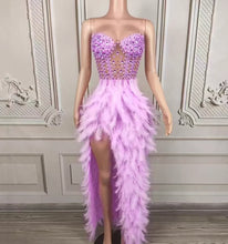 Load image into Gallery viewer, pink feathered and beaded dress