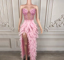 Load image into Gallery viewer, pink feathered and beaded dress