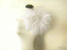 Load image into Gallery viewer, Pure white ostrich feather boutonniere, elegant lapel pin for weddings, prom and formal suits