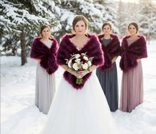 Load image into Gallery viewer, Purple faux fur wrap, rich and elegant stole for weddings, formal events and evening gowns