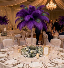 Load image into Gallery viewer, Purple ostrich feather centerpiece, elegant table decor for weddings, parties and special events