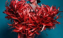 Load image into Gallery viewer, Red Rooster Tail Feather Boa Burlesque Show Costume Decor