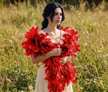 Load image into Gallery viewer, Red Turkey Feather Boa Fluffy Scarf for Stage Dance & Carnival Costume