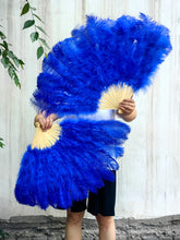 Load image into Gallery viewer, royal blue ostrich feather fan for burlesque dance