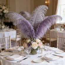 Load image into Gallery viewer, Silver ostrich feather centerpiece, glamorous table decor for weddings, New Year's events and elegant parties