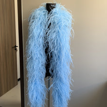 Load image into Gallery viewer, Fluffy sky blue ostrich feather boa, elegant accessory for evening wear and party costumes.