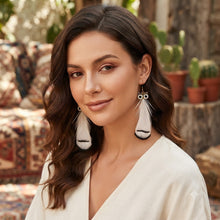 Load image into Gallery viewer, Handmade Long Vintage Feather Earrings — Boho Statement Dangles