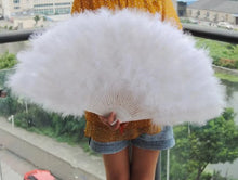 Load image into Gallery viewer, Large white marabou feather fan, elegant dance prop for weddings, burlesque and formal events