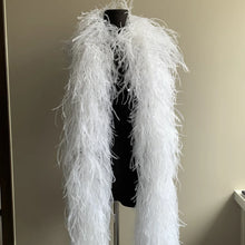 Load image into Gallery viewer, Classic white ostrich feather boa, high-quality feather trim for wedding dresses and bridal wear.