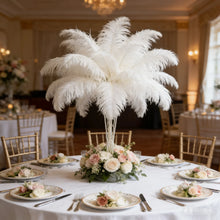 Load image into Gallery viewer, White ostrich feather centerpiece, classic table decor for weddings, baby showers and timeless events