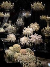 Load image into Gallery viewer, Variations of white ostrich feathers for wedding centerpieces, showing different arrangements for events and special occasions