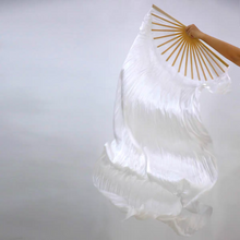 Load image into Gallery viewer, Pure white silk veil fan, elegant handheld fan for weddings, performances, photoshoots and special occasions