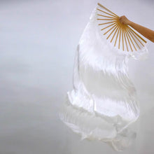 Load image into Gallery viewer, Pure white silk veil fan, elegant handheld fan for weddings, performances, photoshoots and special occasions