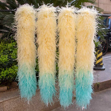 Load image into Gallery viewer, Yellow and blue gradient ostrich feather boa, bright feather scarf for summer festivals, parties and performances