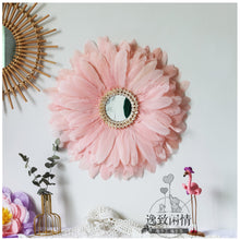 Load image into Gallery viewer, Material Only DIY Not Finished Products Pink Blush Unique Decorative Feather Wall Art, Feather Art Inspired by African JuJu Hats
