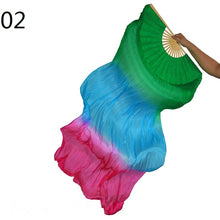 Load image into Gallery viewer, 2pieces/pair 50x70inch Large Silk veil fans white turquoise royal blue Dance Fan Burlesque Dance fan Bridal Bouquet