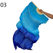 Load image into Gallery viewer, 2pieces/pair 50x70inch Large Silk veil fans white turquoise royal blue Dance Fan Burlesque Dance fan Bridal Bouquet