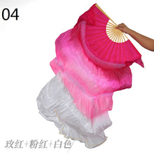 Load image into Gallery viewer, 2pieces/pair 50x70inch Large Silk veil fans white turquoise royal blue Dance Fan Burlesque Dance fan Bridal Bouquet